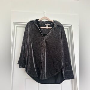 H&M Shimmering Black Button-Up Blouse